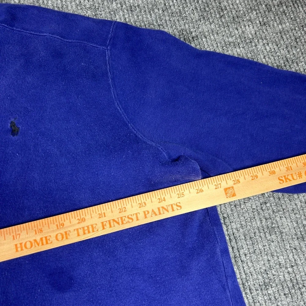 Vintage Polo Ralph Lauren Sweater Mens 2XL Blue Tight Knit Mock Neck Quarter Zip